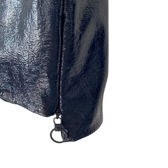 Versace NWTs Faux Leather Navy Blue Zipper Sides Mini Skirt size 4 Size 38 - Picture 2 of 11